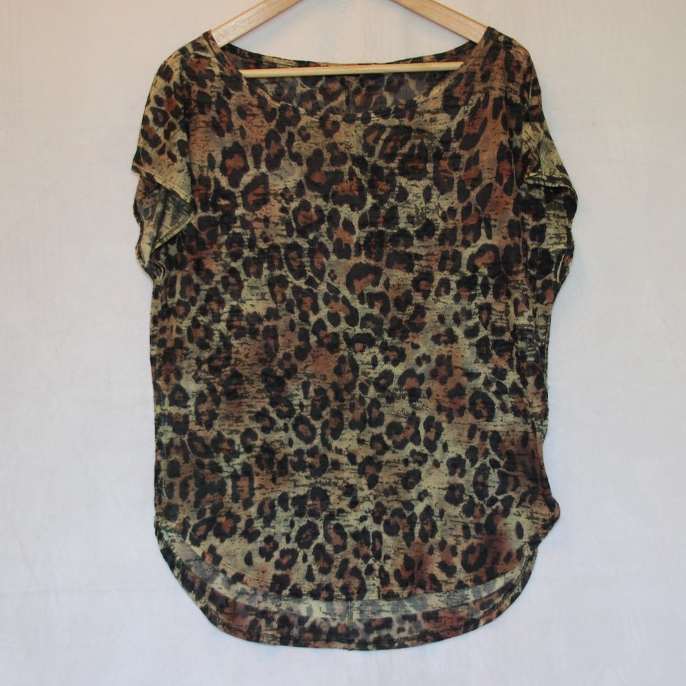 Enti Leopard Print Semi-Sheer T Shirt